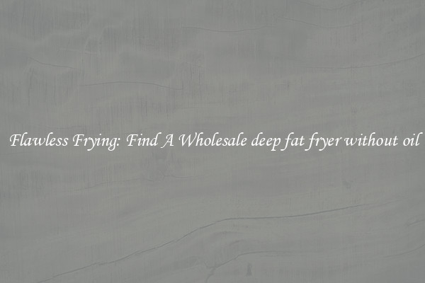 Flawless Frying: Find A Wholesale deep fat fryer without oil